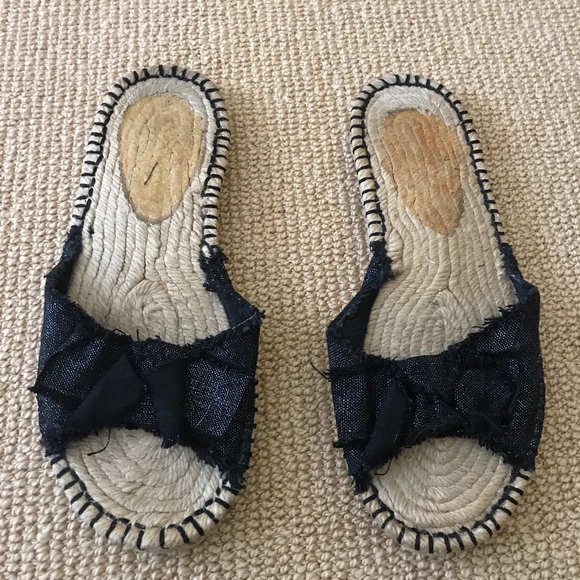 Shoes - Black Slide Sandals, Size 8-9